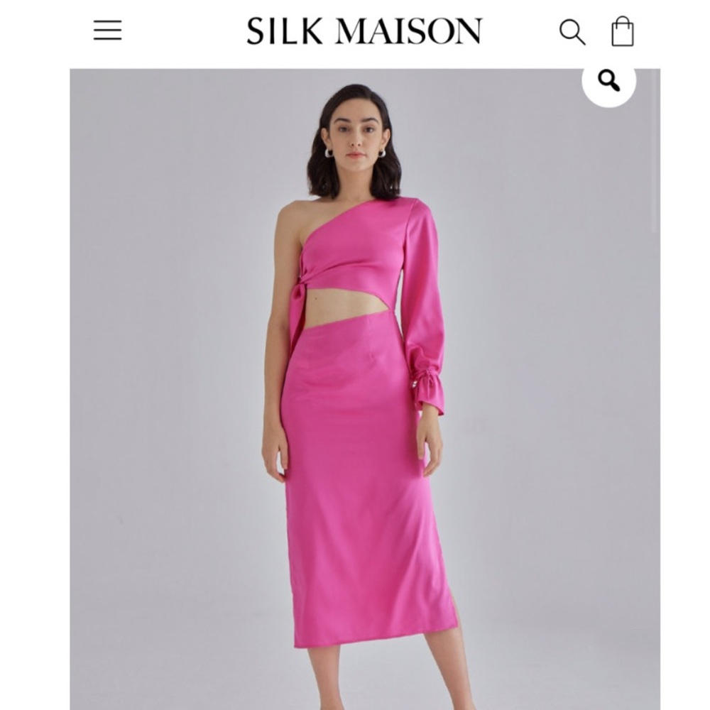 NWT Silk Maison Pink Palace Silk Dress hot pink